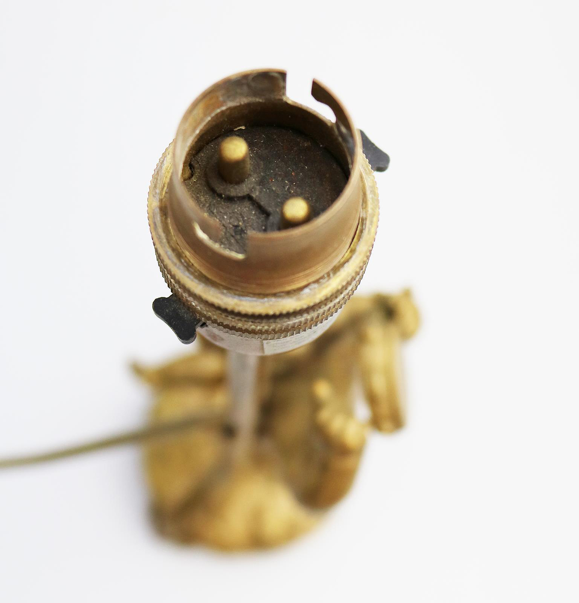 Antique Lighting a good gilded brass Dancing Cherub Table Lamp 2 C.20thC