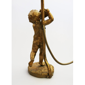 Antique Lighting a good gilded brass Dancing Cherub Table Lamp 2 C.20thC