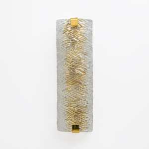 Pair of Modern Italian Brass and Murano Glass Textured Wall Sconces