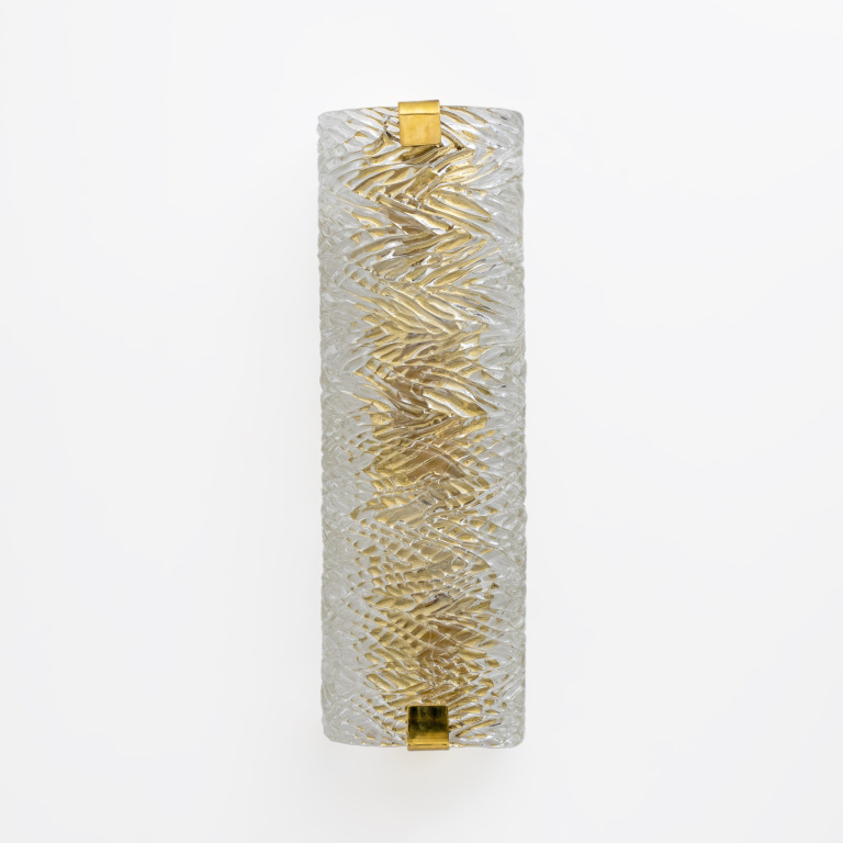 Pair of Modern Italian Brass and Murano Glass Textured Wall Sconces - Image 3