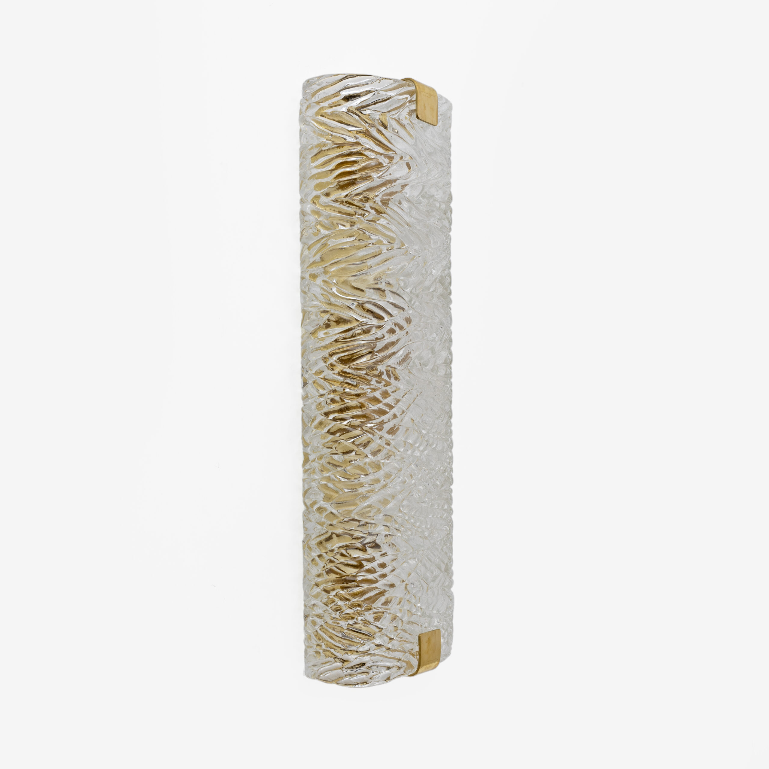 Pair of Modern Italian Brass and Murano Glass Textured Wall Sconces