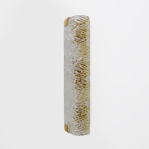 Pair of Modern Italian Brass and Murano Glass Textured Wall Sconces
