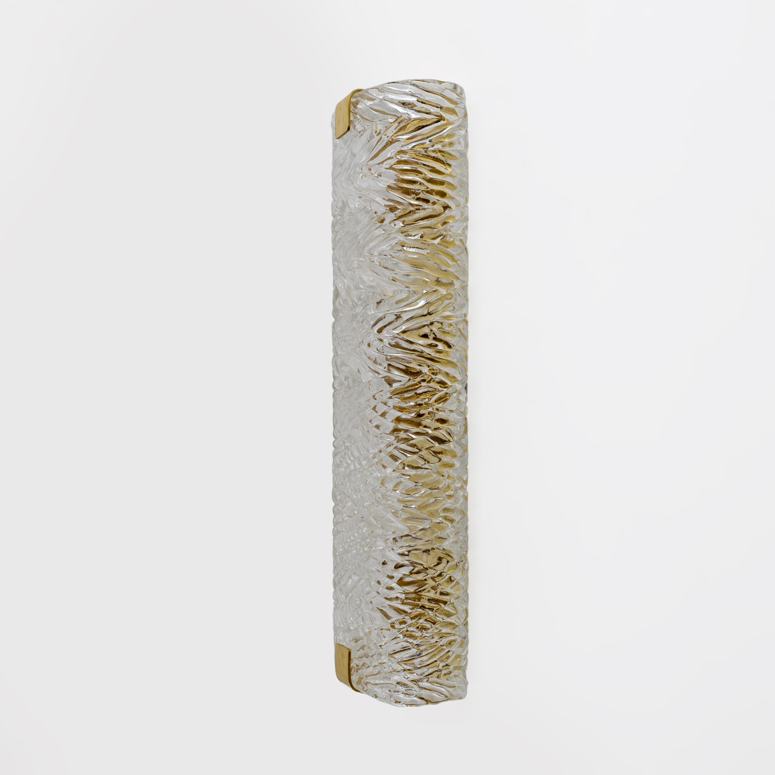 Pair of Modern Italian Brass and Murano Glass Textured Wall Sconces