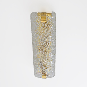 Pair of Modern Italian Brass and Murano Glass Textured Wall Sconces