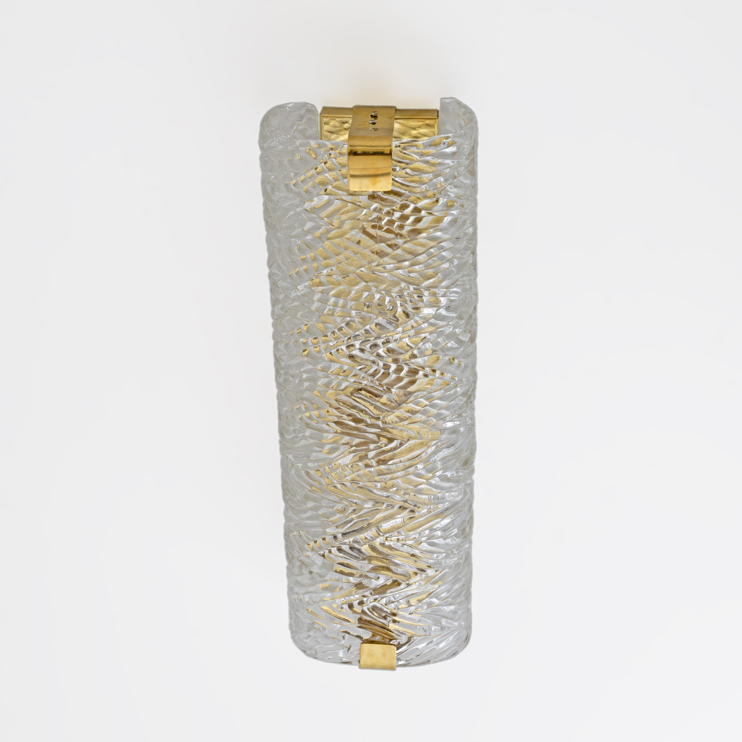 Pair of Modern Italian Brass and Murano Glass Textured Wall Sconces