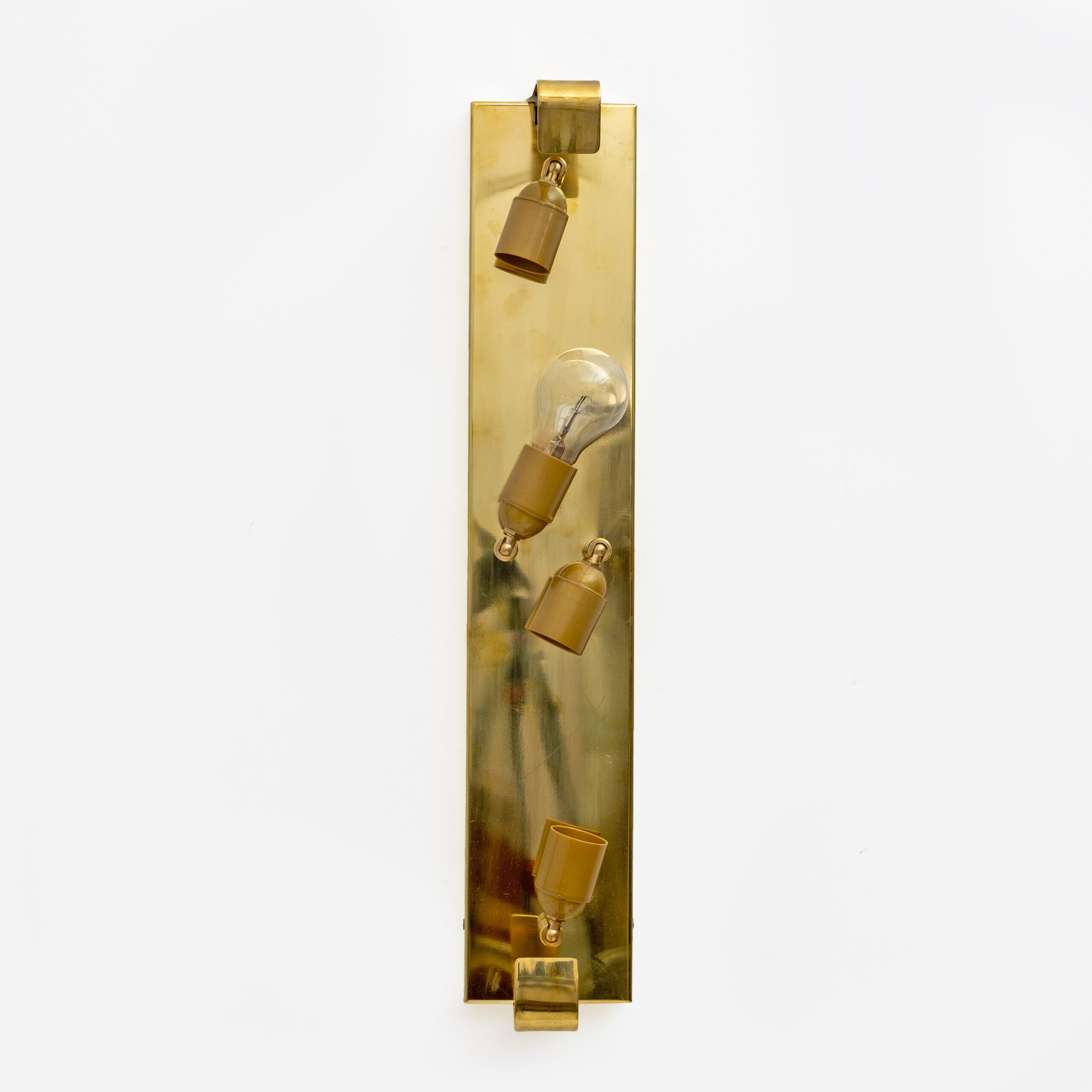 Pair of Modern Italian Brass and Murano Glass Textured Wall Sconces