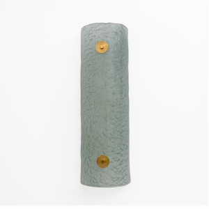 Pair of Modern Italian Murano Glass Green Water and Brass Wall Sconces