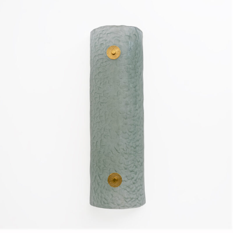 Pair of Modern Italian Murano Glass Green Water and Brass Wall Sconces