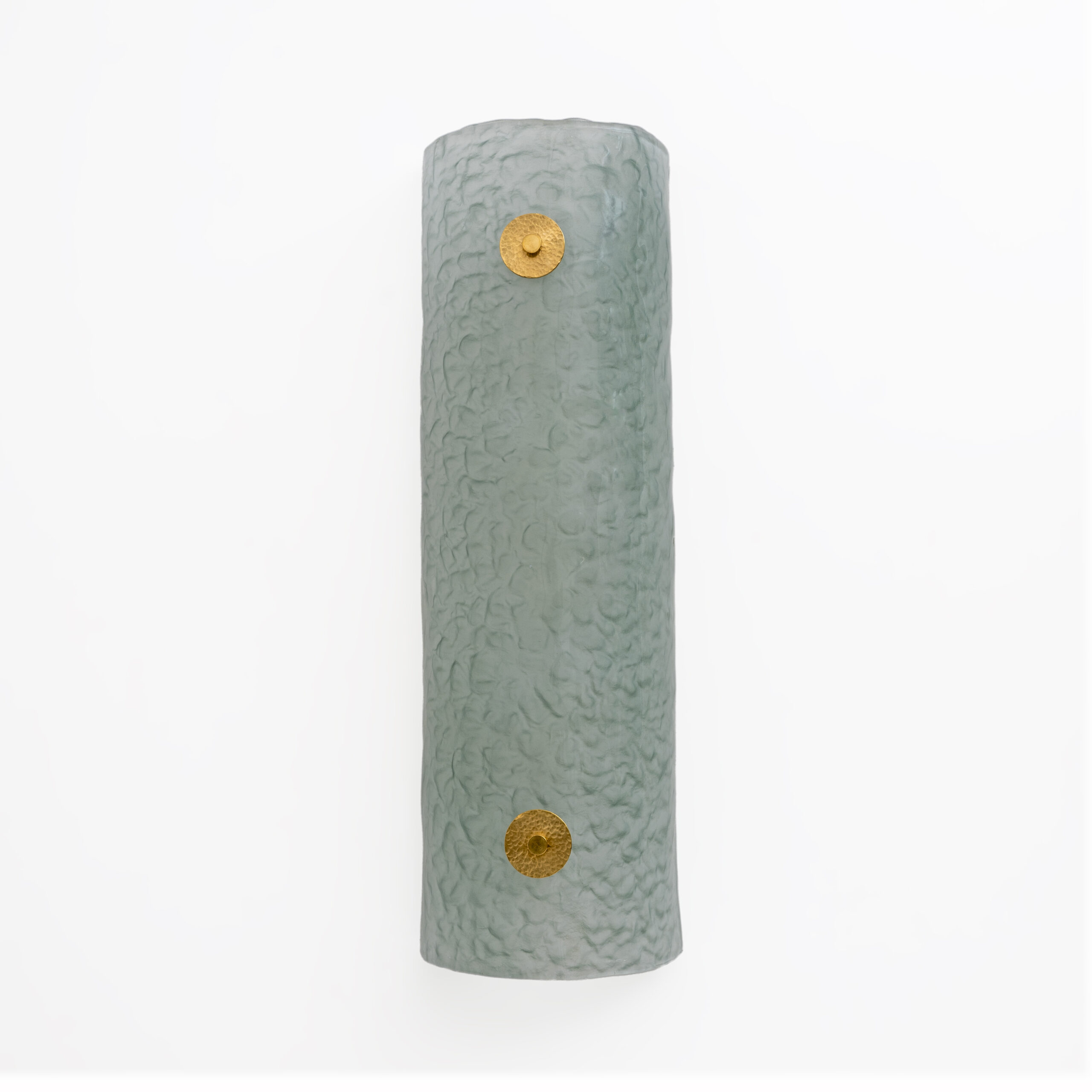 Pair of Modern Italian Murano Glass Green Water and Brass Wall Sconces