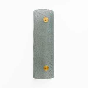 Pair of Modern Italian Murano Glass Green Water and Brass Wall Sconces