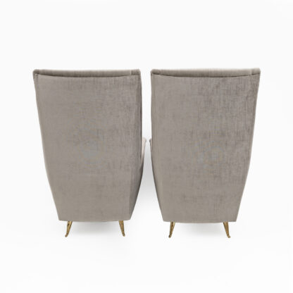 Pair of Gio Ponti Mid-Century Modern Velvet High Back Armchairs by Isa, 1950s - Image 9