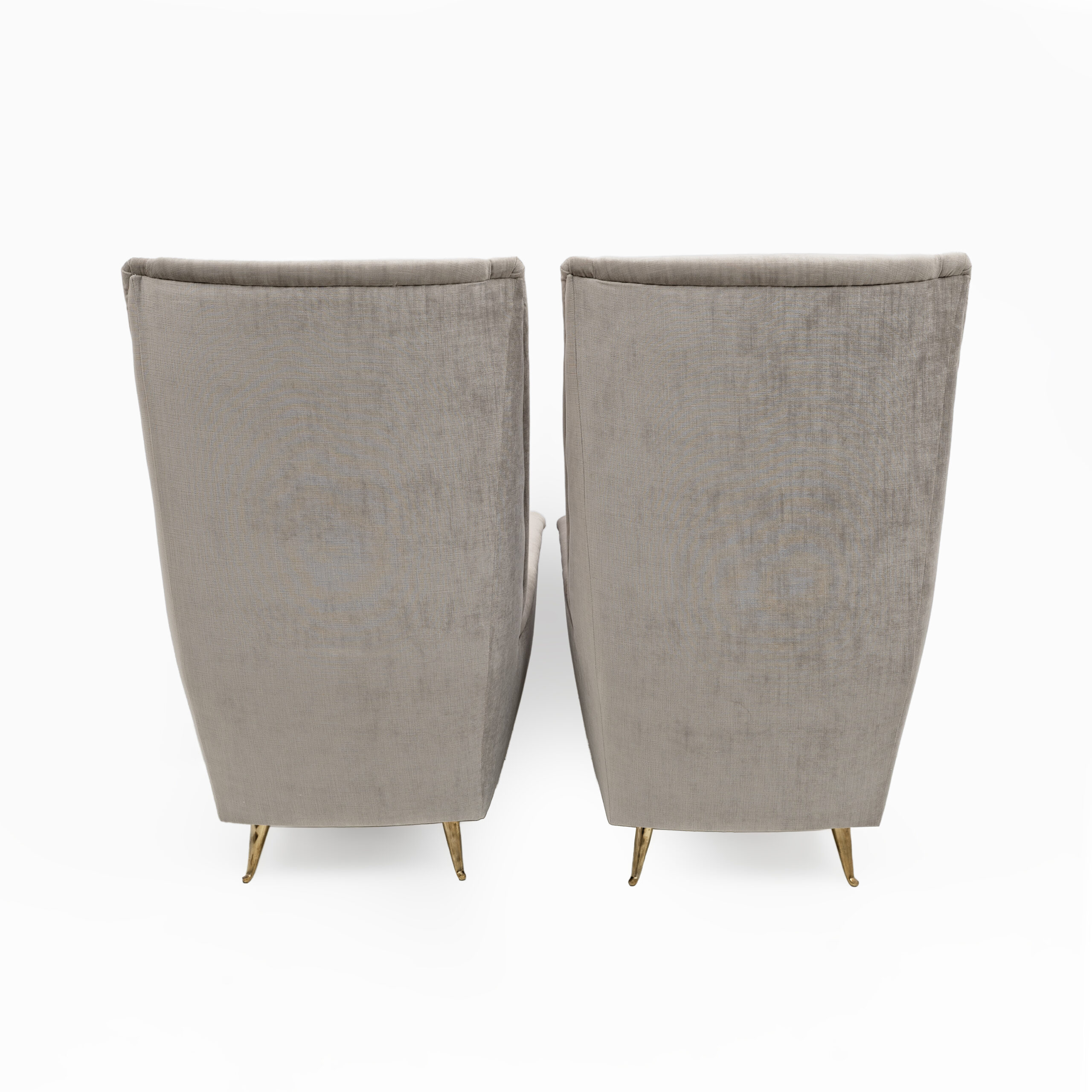 Pair of Gio Ponti Mid-Century Modern Velvet High Back Armchairs by Isa, 1950s