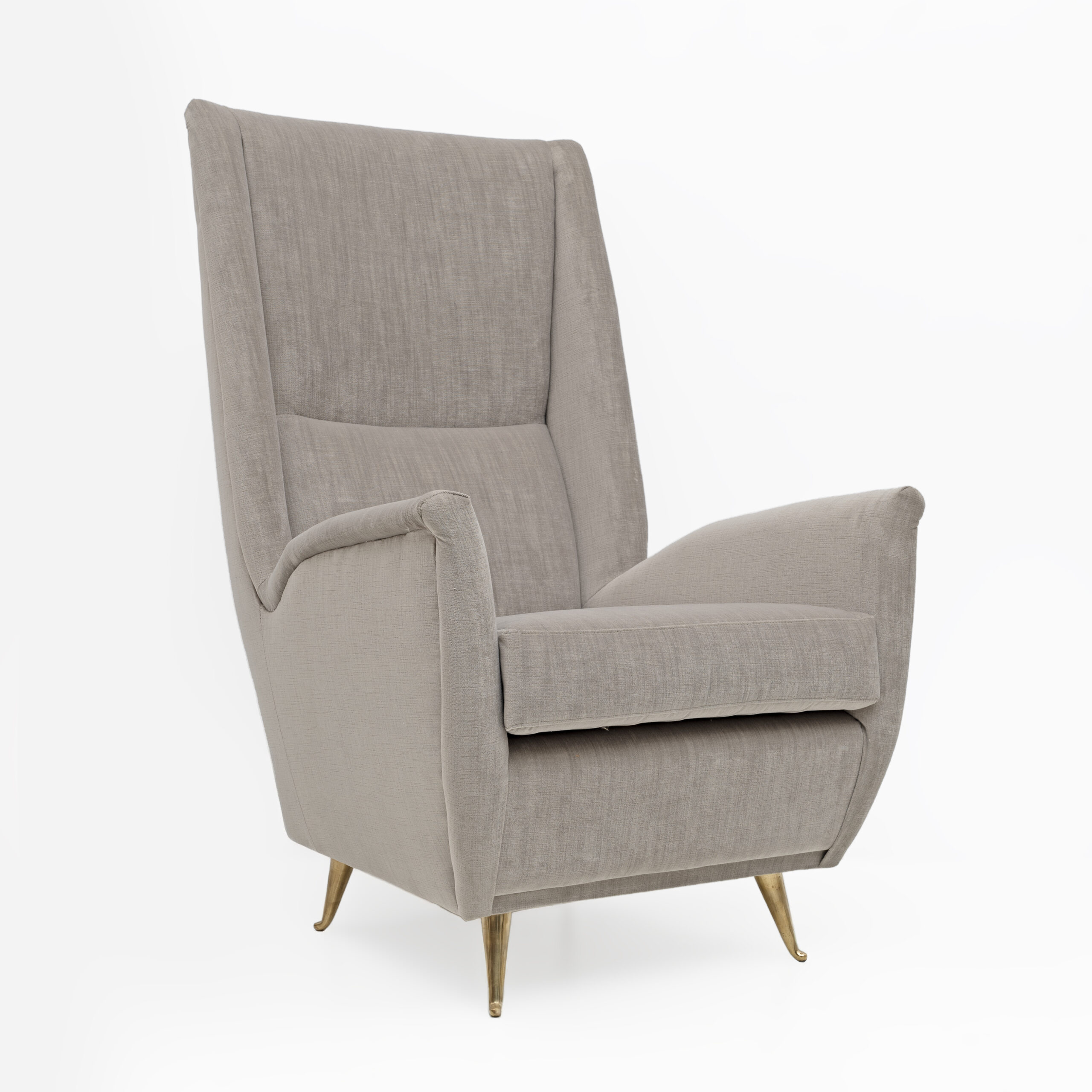 Pair of Gio Ponti Mid-Century Modern Velvet High Back Armchairs by Isa, 1950s
