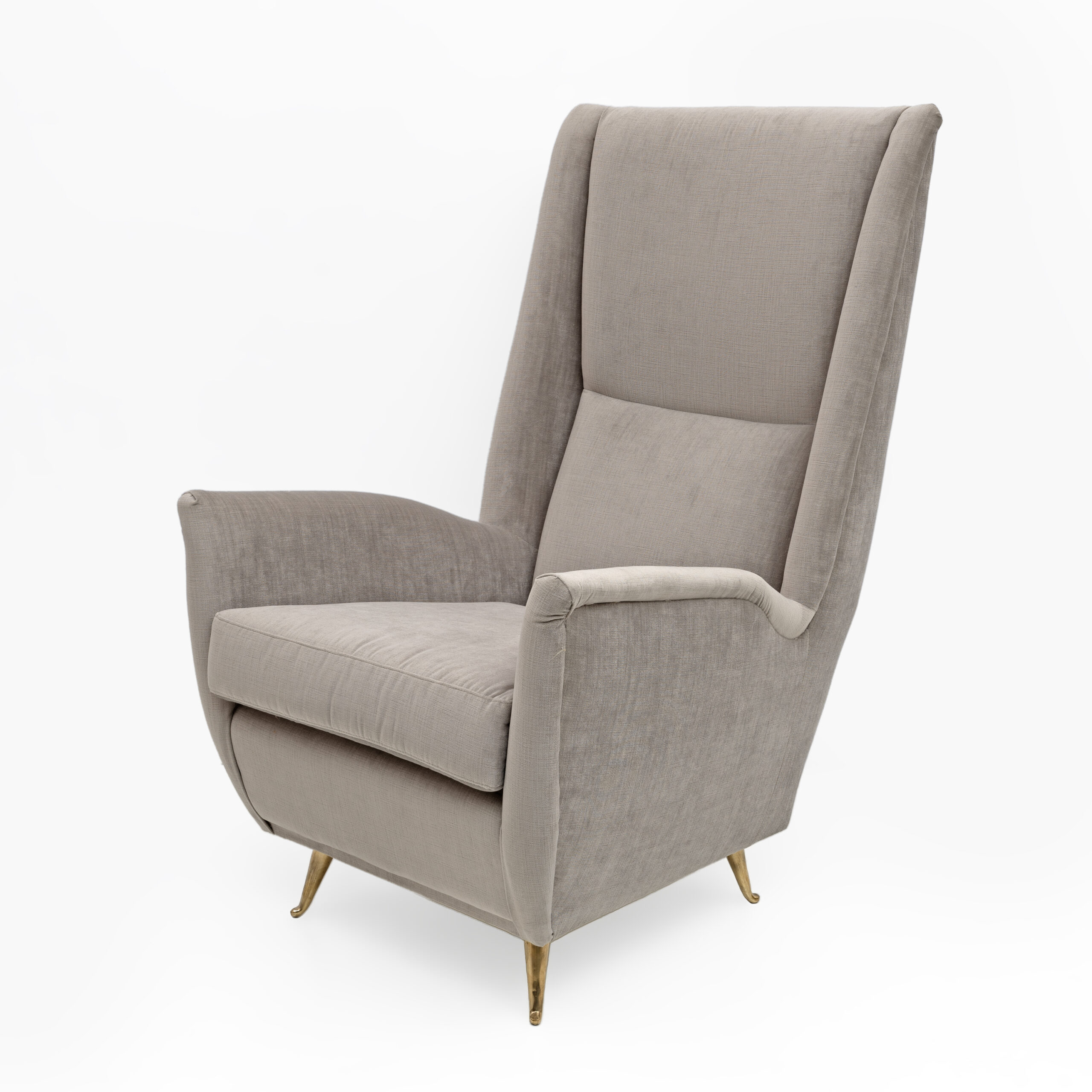 Pair of Gio Ponti Mid-Century Modern Velvet High Back Armchairs by Isa, 1950s