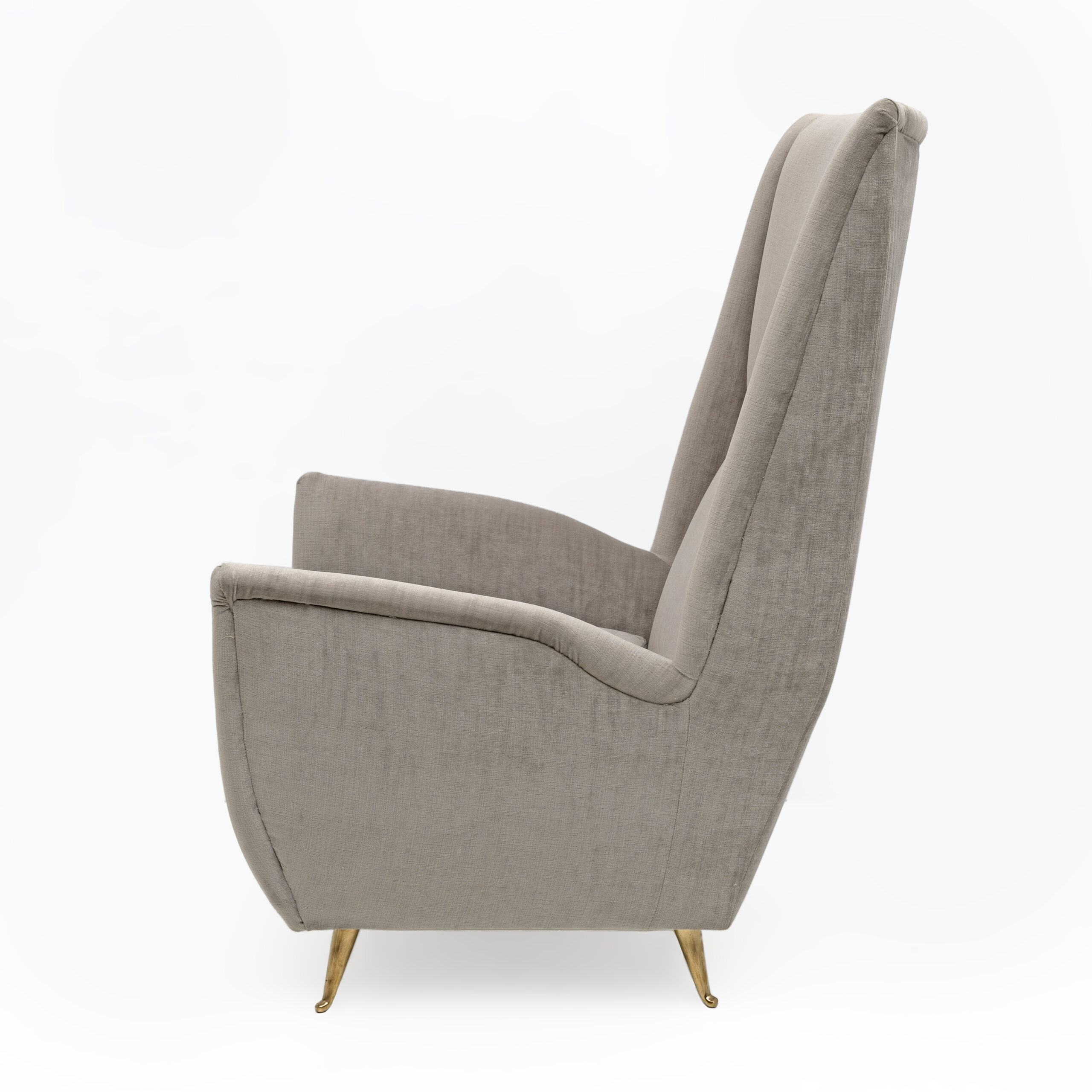 Pair of Gio Ponti Mid-Century Modern Velvet High Back Armchairs by Isa, 1950s