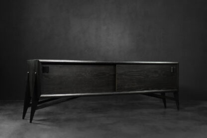 Mid-Century Scandinavian Modern Dark Oak Sideboard with Wooden Handles, 1960s - Image 8