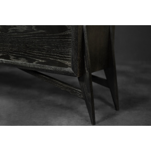 Mid-Century Scandinavian Modern Dark Oak Sideboard with Wooden Handles, 1960s
