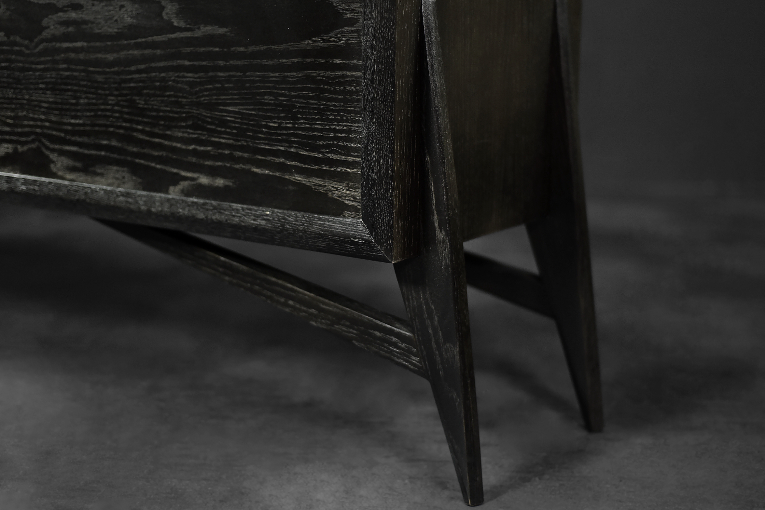 Mid-Century Scandinavian Modern Dark Oak Sideboard with Wooden Handles, 1960s