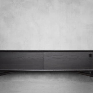 Mid-Century Scandinavian Modern Dark Oak Sideboard with Wooden Handles, 1960s