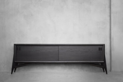 Mid-Century Scandinavian Modern Dark Oak Sideboard with Wooden Handles, 1960s