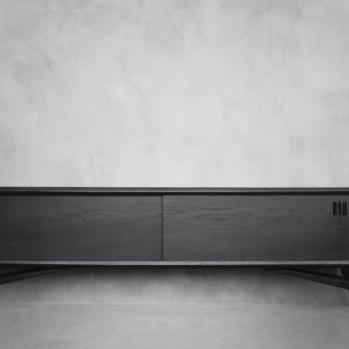 Mid-Century Scandinavian Modern Dark Oak Sideboard with Wooden Handles, 1960s