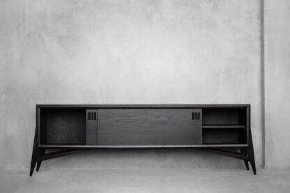 Mid-Century Scandinavian Modern Dark Oak Sideboard with Wooden Handles, 1960s - Image 2