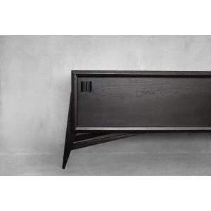 Mid-Century Scandinavian Modern Dark Oak Sideboard with Wooden Handles, 1960s