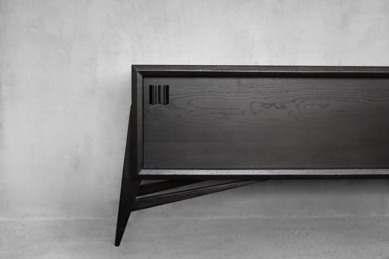 Mid-Century Scandinavian Modern Dark Oak Sideboard with Wooden Handles, 1960s