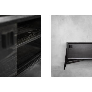 Mid-Century Scandinavian Modern Dark Oak Sideboard with Wooden Handles, 1960s