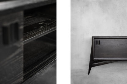 Mid-Century Scandinavian Modern Dark Oak Sideboard with Wooden Handles, 1960s - Image 14