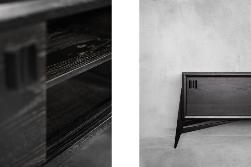 Mid-Century Scandinavian Modern Dark Oak Sideboard with Wooden Handles, 1960s