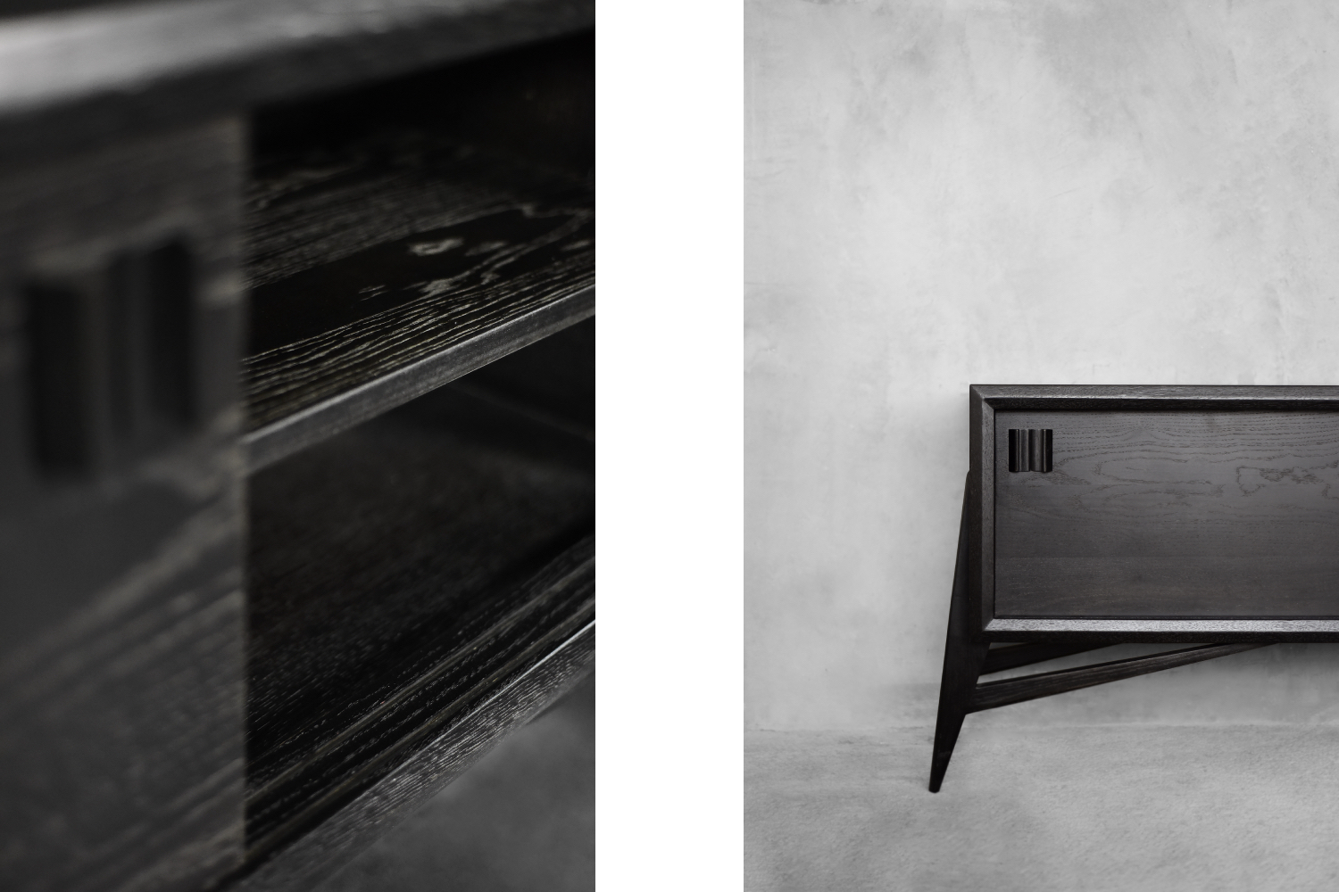 Mid-Century Scandinavian Modern Dark Oak Sideboard with Wooden Handles, 1960s