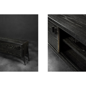 Mid-Century Scandinavian Modern Dark Oak Sideboard with Wooden Handles, 1960s