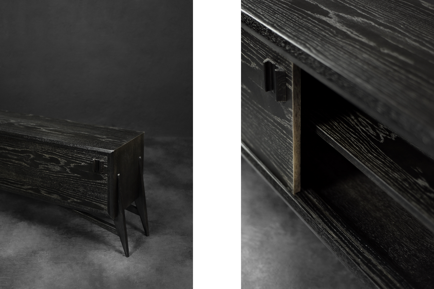 Mid-Century Scandinavian Modern Dark Oak Sideboard with Wooden Handles, 1960s