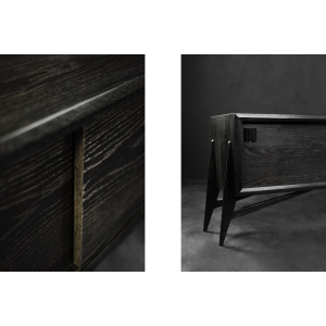Mid-Century Scandinavian Modern Dark Oak Sideboard with Wooden Handles, 1960s