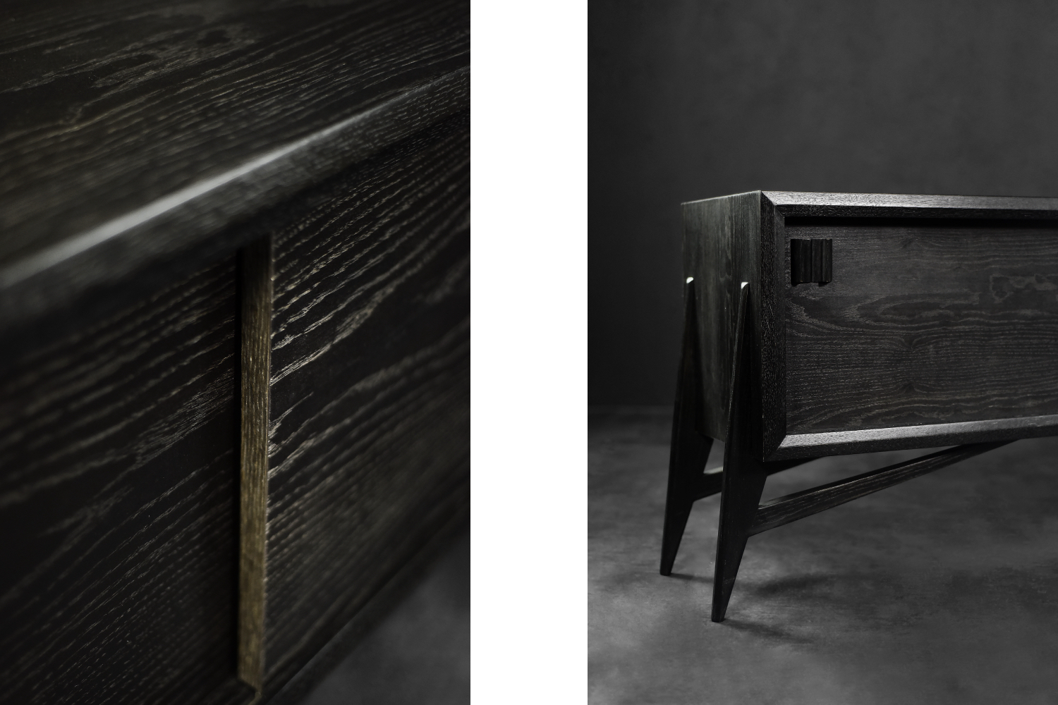 Mid-Century Scandinavian Modern Dark Oak Sideboard with Wooden Handles, 1960s