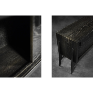 Mid-Century Scandinavian Modern Dark Oak Sideboard with Wooden Handles, 1960s