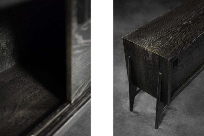 Mid-Century Scandinavian Modern Dark Oak Sideboard with Wooden Handles, 1960s