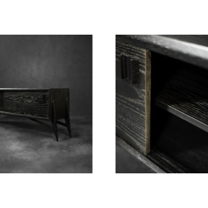 Mid-Century Scandinavian Modern Dark Oak Sideboard with Wooden Handles, 1960s