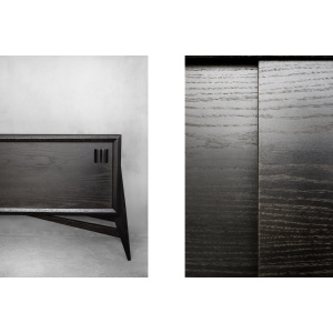 Mid-Century Scandinavian Modern Dark Oak Sideboard with Wooden Handles, 1960s