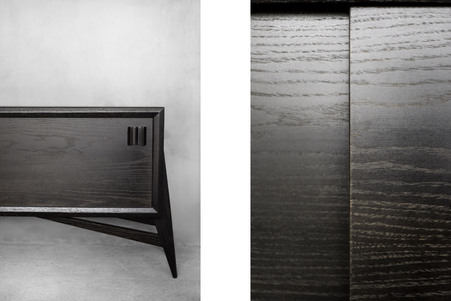 Mid-Century Scandinavian Modern Dark Oak Sideboard with Wooden Handles, 1960s