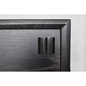 Mid-Century Scandinavian Modern Dark Oak Sideboard with Wooden Handles, 1960s