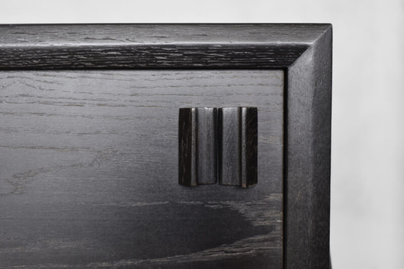 Mid-Century Scandinavian Modern Dark Oak Sideboard with Wooden Handles, 1960s