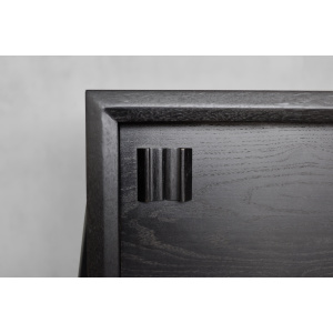 Mid-Century Scandinavian Modern Dark Oak Sideboard with Wooden Handles, 1960s