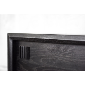 Mid-Century Scandinavian Modern Dark Oak Sideboard with Wooden Handles, 1960s