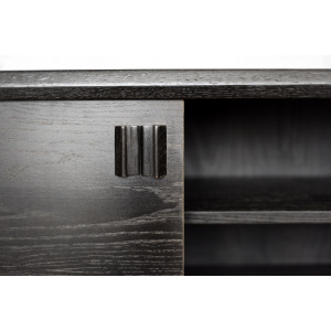 Mid-Century Scandinavian Modern Dark Oak Sideboard with Wooden Handles, 1960s