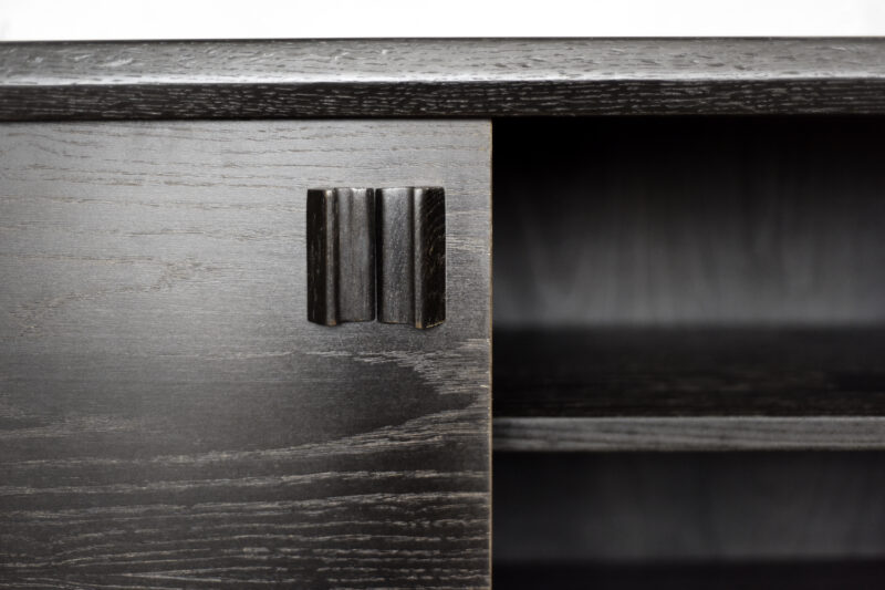 Mid-Century Scandinavian Modern Dark Oak Sideboard with Wooden Handles, 1960s