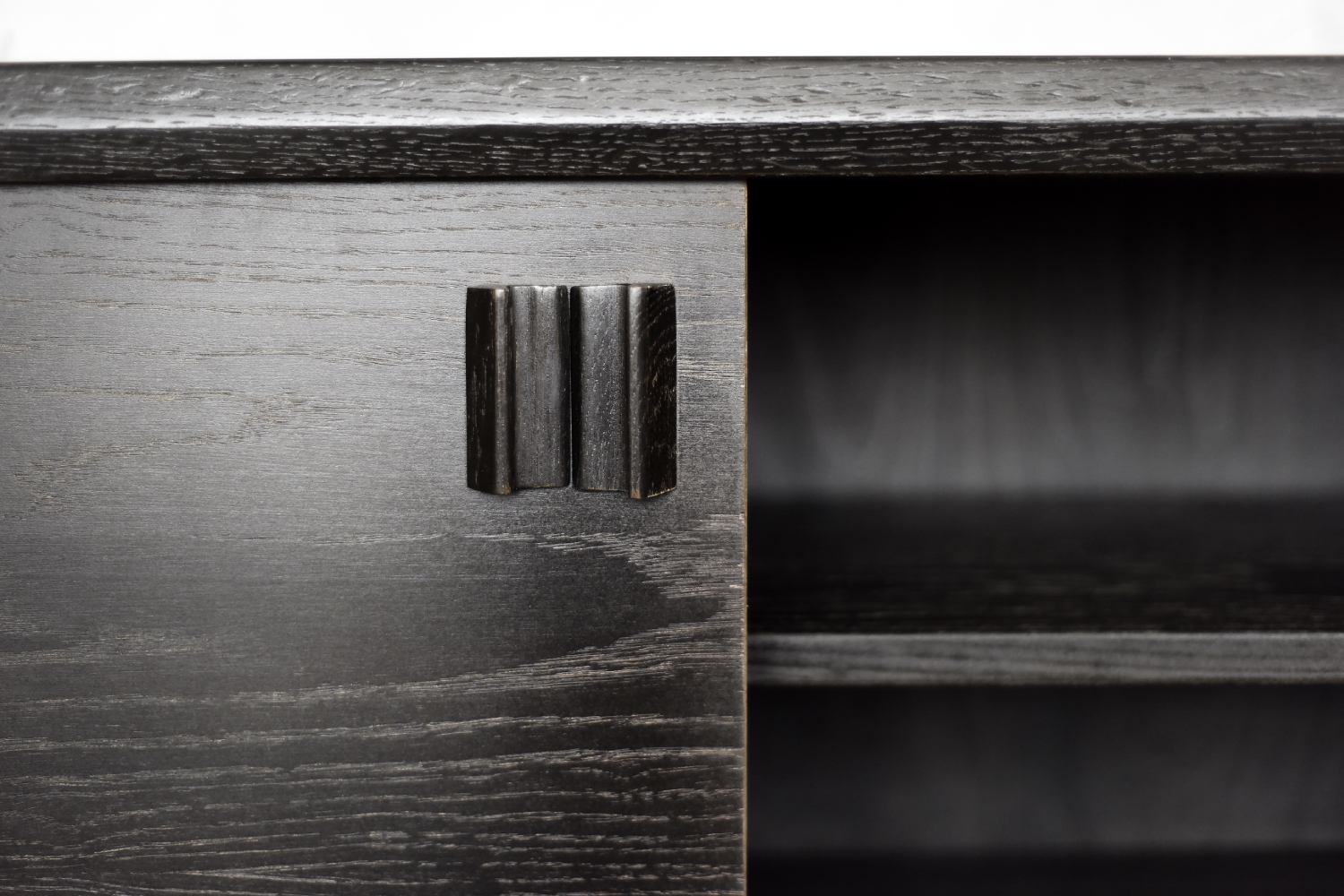 Mid-Century Scandinavian Modern Dark Oak Sideboard with Wooden Handles, 1960s