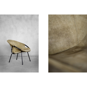 Vintage Mid-Century German Modern Earthy Green Suede Circle Balloon Chair by Lusch Erzeugnis for Lusch & Co, 1960s