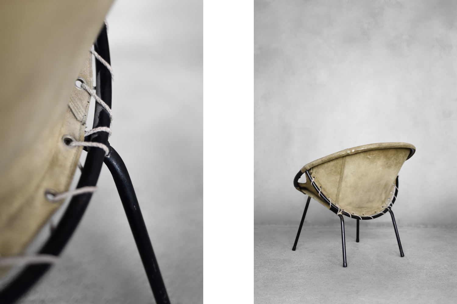 Vintage Mid-Century German Modern Earthy Green Suede Circle Balloon Chair by Lusch Erzeugnis for Lusch & Co, 1960s